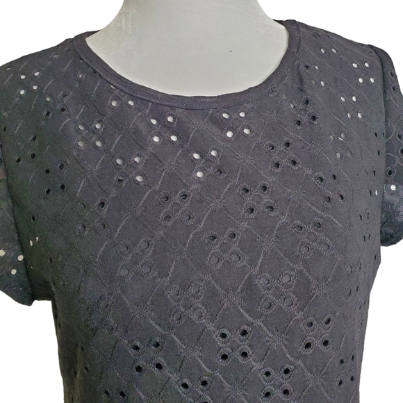 Brit & Bri Black Eyelet Lined Mini Sweetheart Dress  Size Medium - Picture 4 of 10